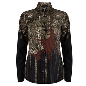 New Etro Multicolor Printed Cotton Long Sleeve Button Front Shirt S